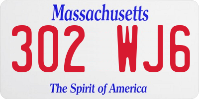 MA license plate 302WJ6