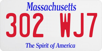 MA license plate 302WJ7