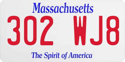 MA license plate 302WJ8