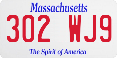 MA license plate 302WJ9