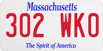 MA license plate 302WK0