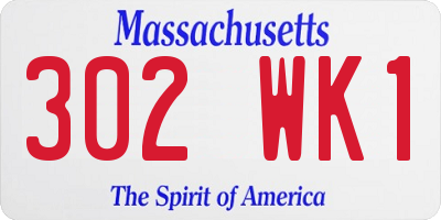 MA license plate 302WK1