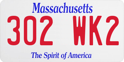 MA license plate 302WK2
