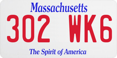 MA license plate 302WK6