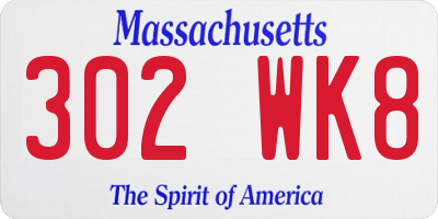MA license plate 302WK8