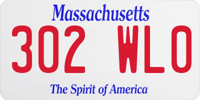MA license plate 302WL0
