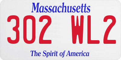 MA license plate 302WL2