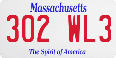 MA license plate 302WL3