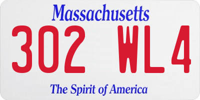 MA license plate 302WL4