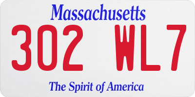 MA license plate 302WL7