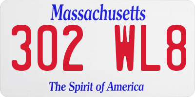 MA license plate 302WL8