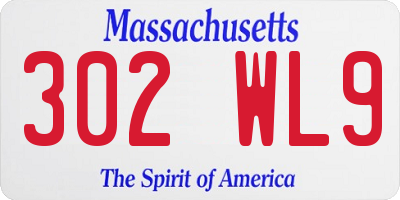 MA license plate 302WL9