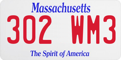 MA license plate 302WM3