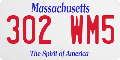 MA license plate 302WM5