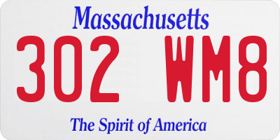 MA license plate 302WM8