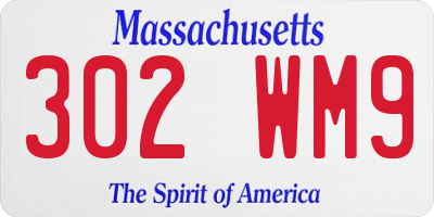 MA license plate 302WM9