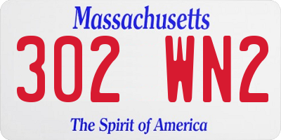 MA license plate 302WN2