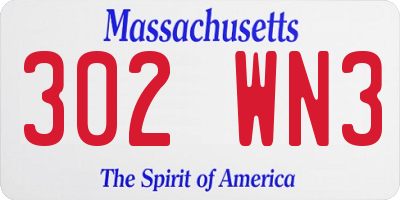 MA license plate 302WN3