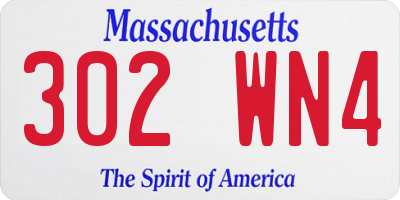 MA license plate 302WN4