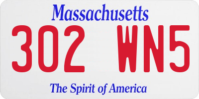 MA license plate 302WN5