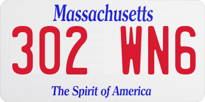 MA license plate 302WN6