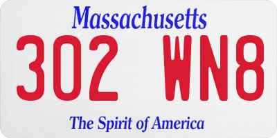 MA license plate 302WN8