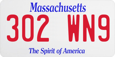 MA license plate 302WN9