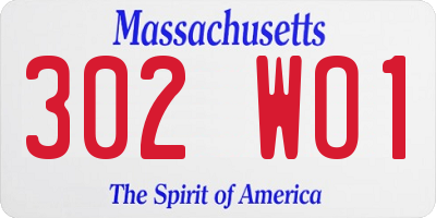 MA license plate 302WO1