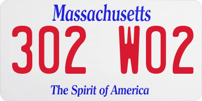 MA license plate 302WO2