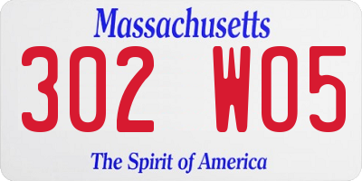 MA license plate 302WO5