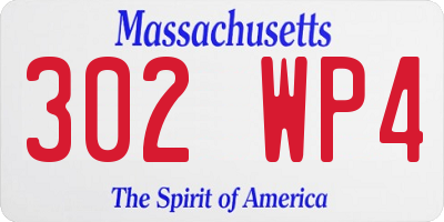 MA license plate 302WP4