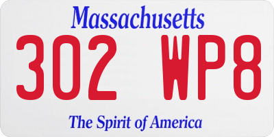 MA license plate 302WP8