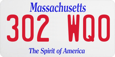 MA license plate 302WQ0