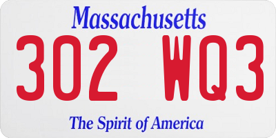 MA license plate 302WQ3