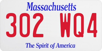 MA license plate 302WQ4