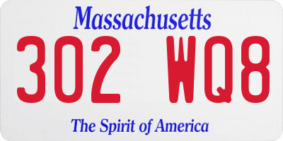 MA license plate 302WQ8