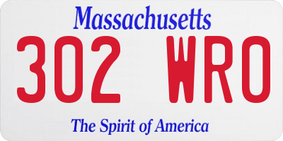 MA license plate 302WR0