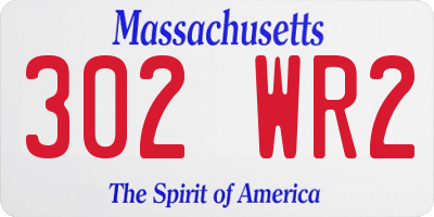 MA license plate 302WR2