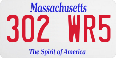 MA license plate 302WR5