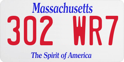 MA license plate 302WR7