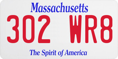 MA license plate 302WR8
