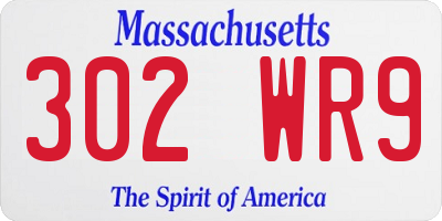 MA license plate 302WR9