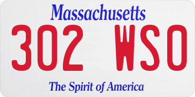MA license plate 302WS0