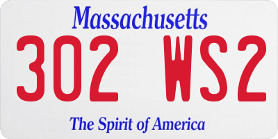MA license plate 302WS2