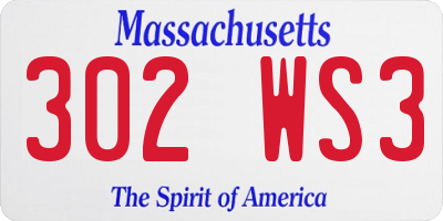 MA license plate 302WS3