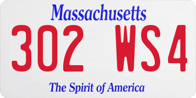 MA license plate 302WS4