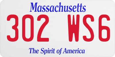 MA license plate 302WS6