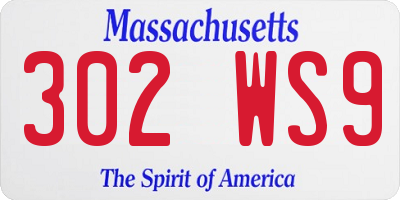 MA license plate 302WS9