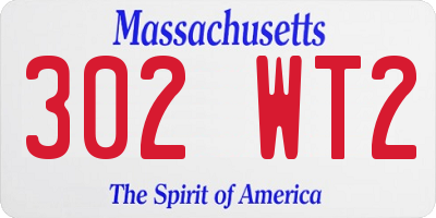 MA license plate 302WT2