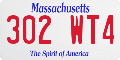 MA license plate 302WT4